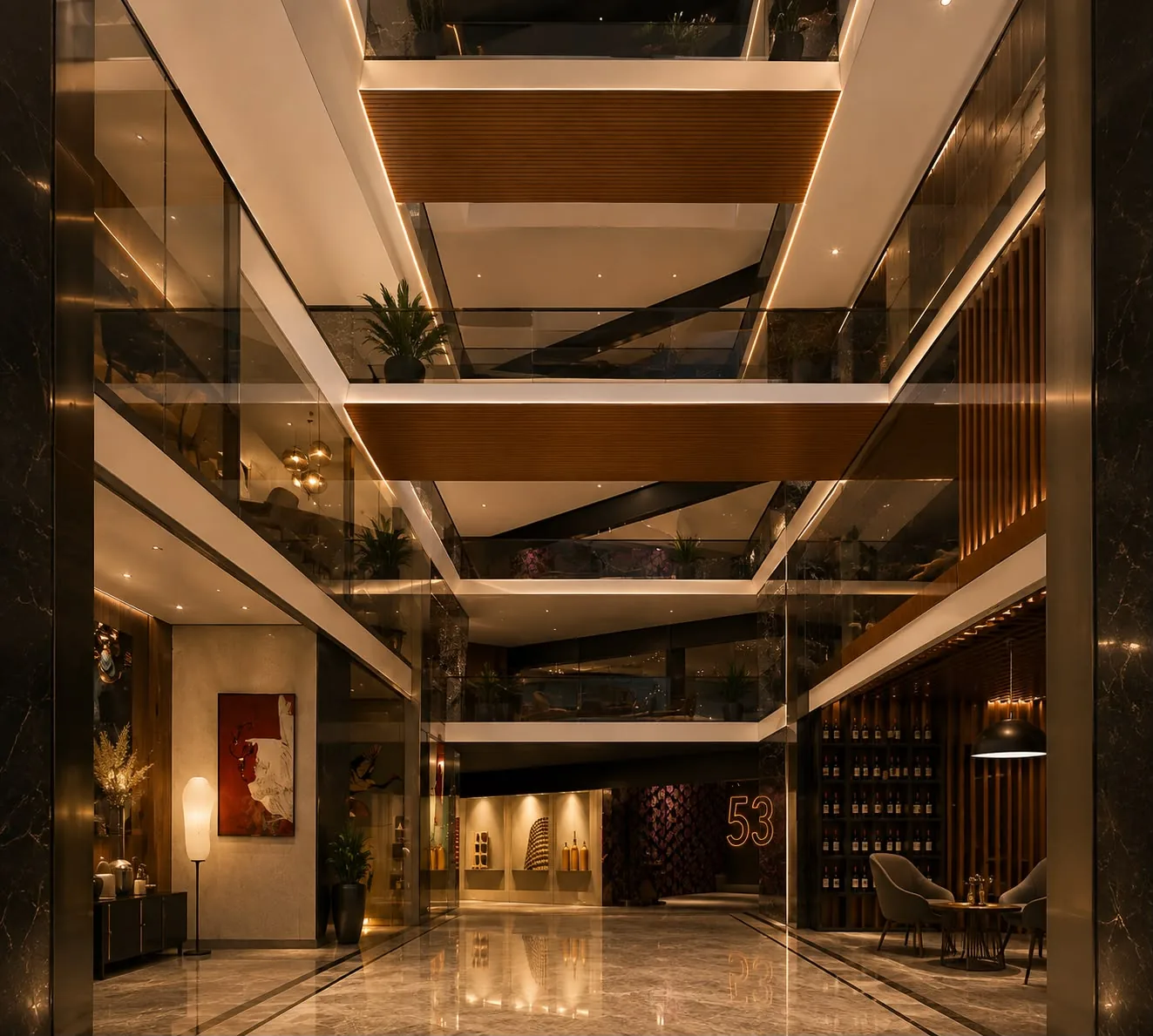 Royal Atrium Mall grand multi-level atrium lobby