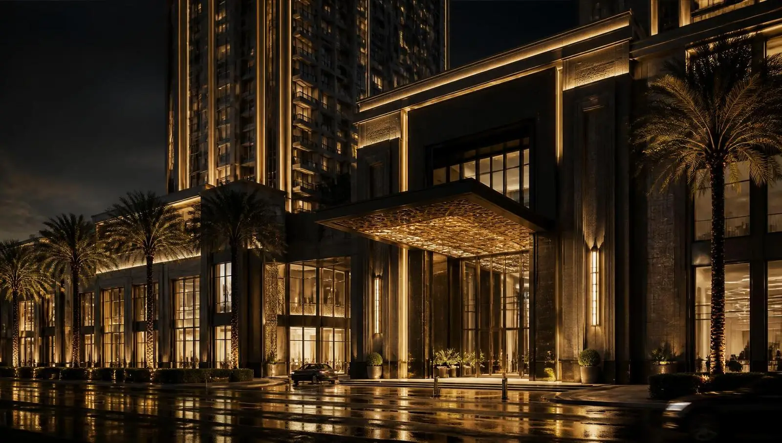 Royal Atrium Mall commercial development in Al Kabir Town, Lahore at night